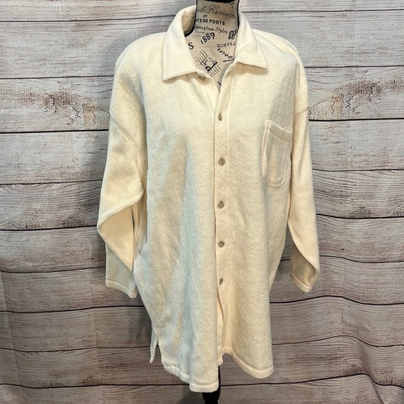 Vintage Chico’s Design Sherpa Shirt NWT Long Sleeve Button Down Natural Size XL - Picture 1 of 9